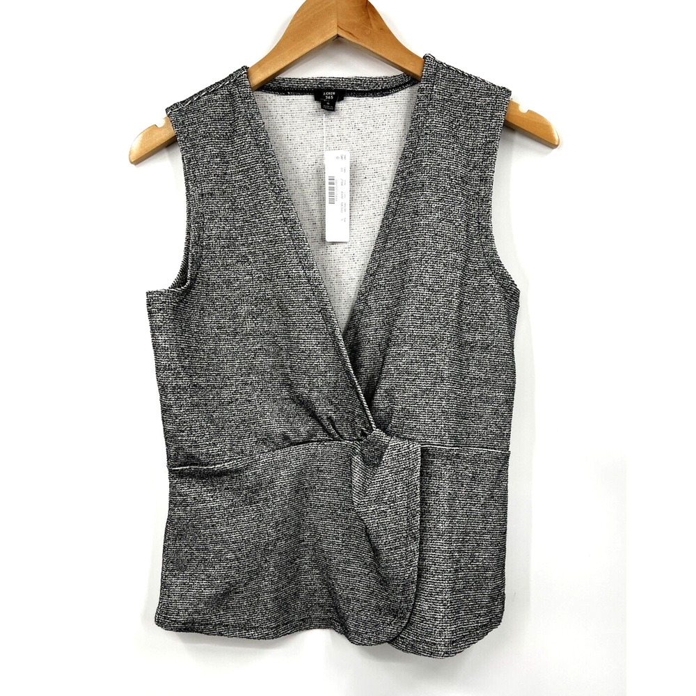 J. Crew Women's Tweed Boucle Peplum Tank Top Stretch Sleeveless Gray Size S New